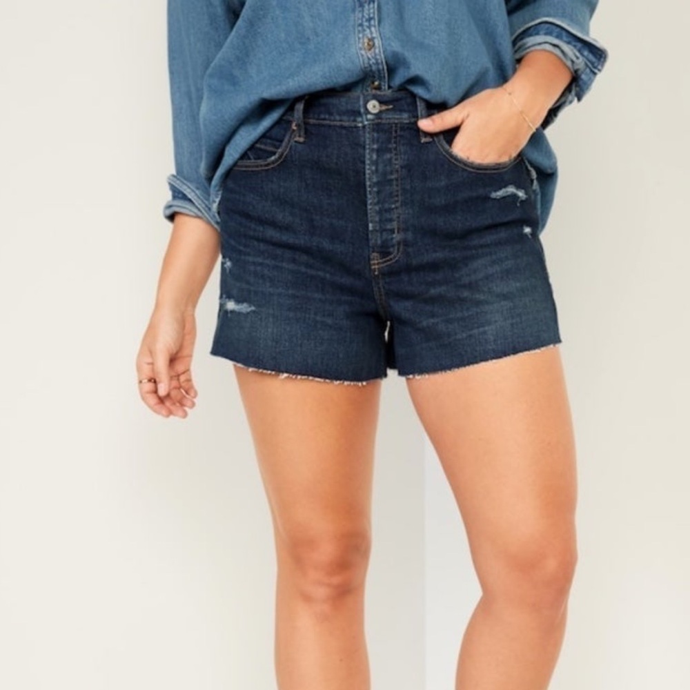 High rise denim jean shorts